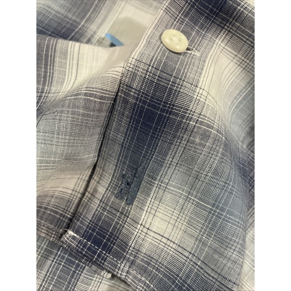 Johnnie-O‎ Coby Performance Button Up Shirt White Blue Purple Size XL - Picture 5 of 7